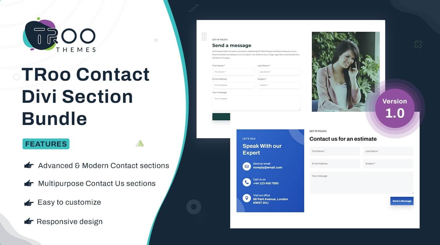 TRoo Divi Contact Us Layouts Bundle