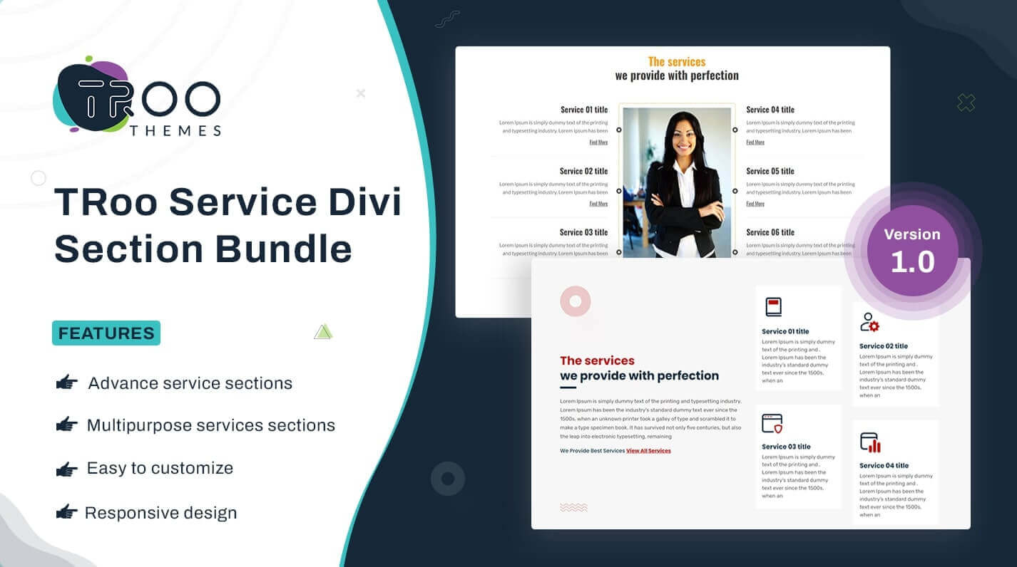 TRoo Divi Service Section Bundle