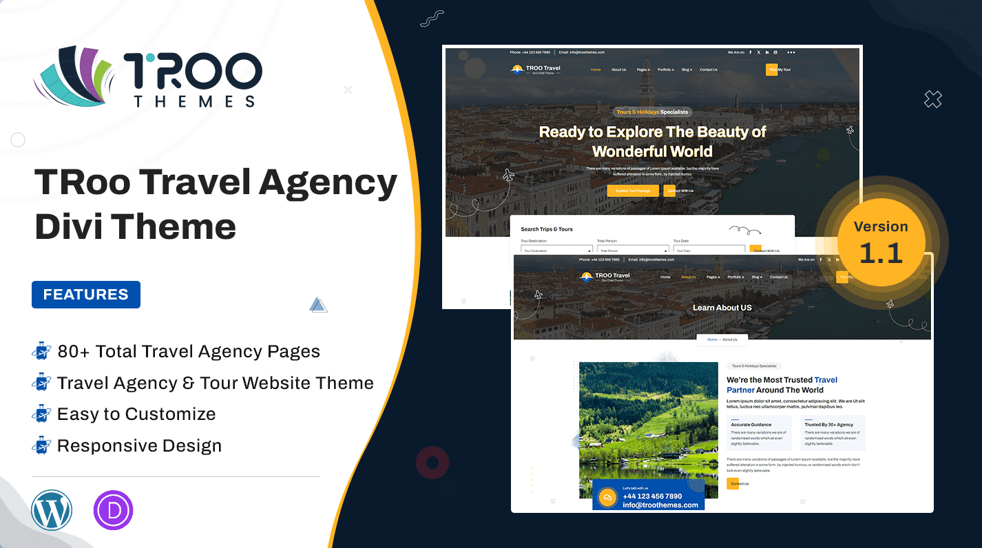 TRoo Travel Agency Divi Child Theme