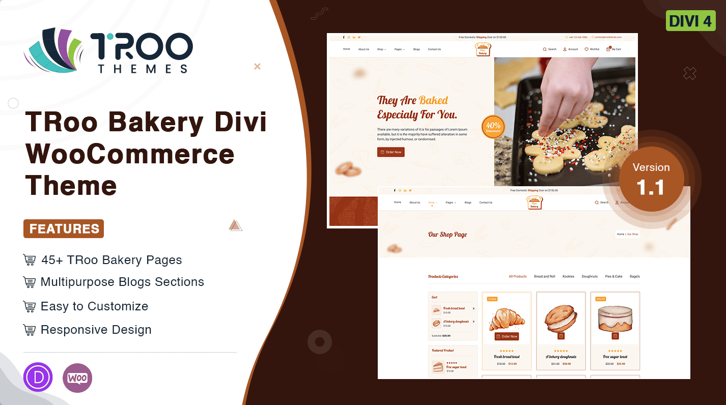 TRoo Bakery WooCommerce Divi Child Theme