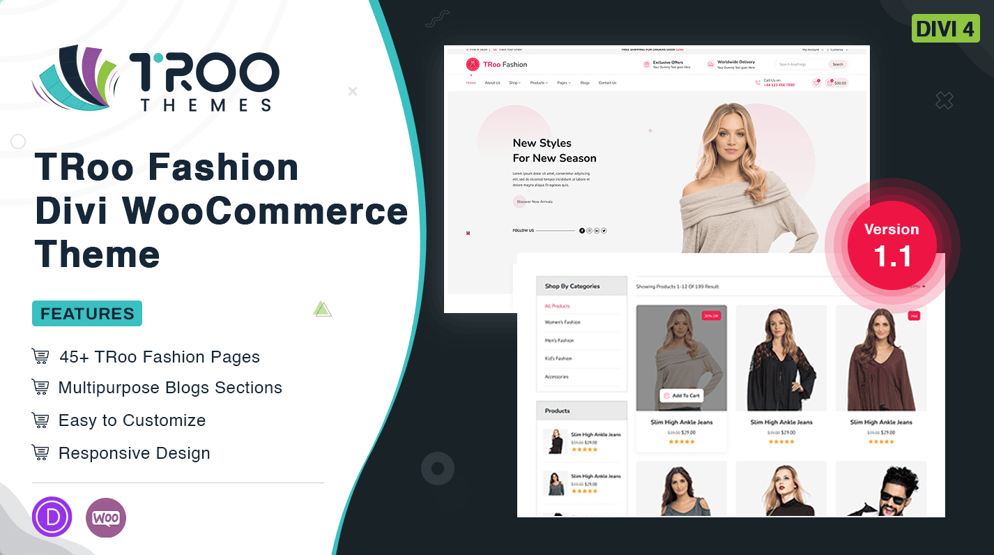 TRoo Fashion WooCommerce Divi Child Theme
