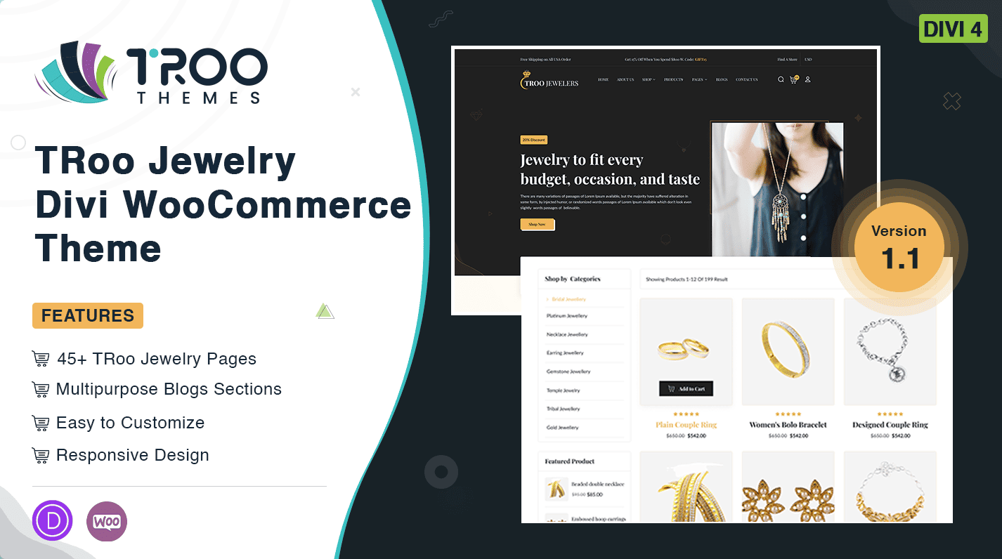 TRoo Jewelry WooCommerce Divi Child Theme