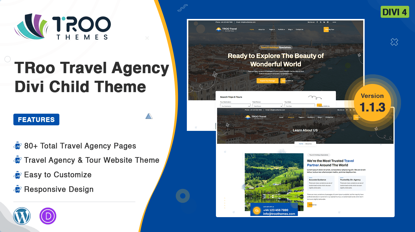 TRoo Travel Agency Divi Child Theme